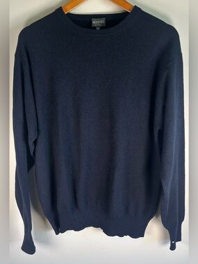 Vintage Sergio Men’s Crew Neck Sweater Size M Navy  95% Cashmere 5% Wool